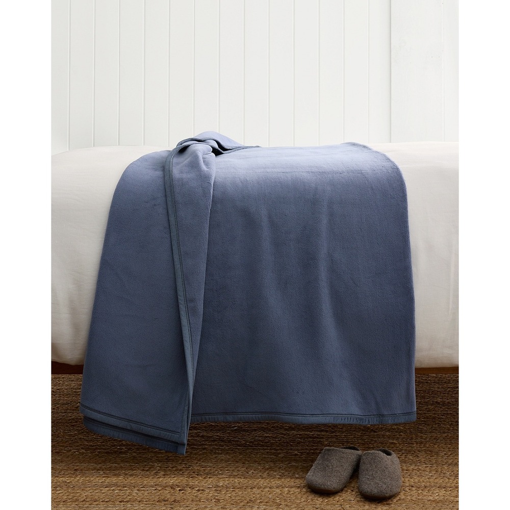 Garnet Hill German Cotton Fleece Blanket King Celestial Blue